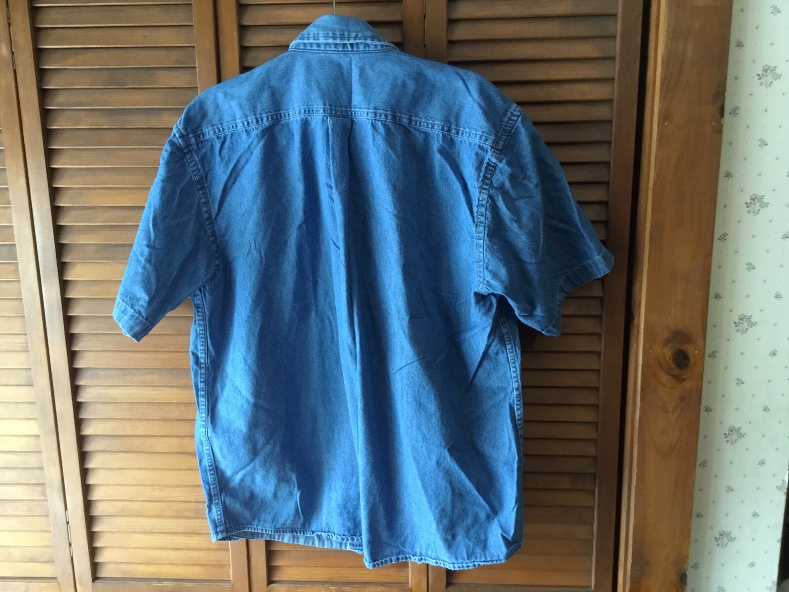 HARRITON LARGE DENIM SHORT SLEEVE BARN SHIRT VERMONT STATE FAIR AT RUTLAND VT