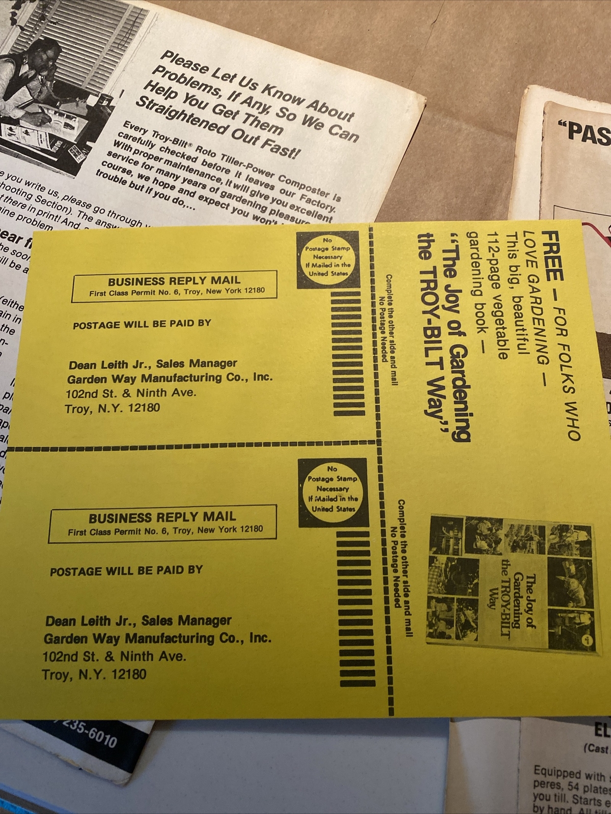 Troy-Bilt Roto Tiller & Attachments Advertisement Packet 1977 original, Letter,
