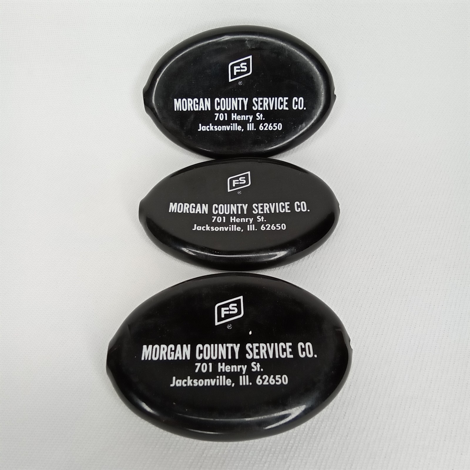Vintage Advertising Coin Purse Set Of 3 FS Morgan County Service Jacksonville IL