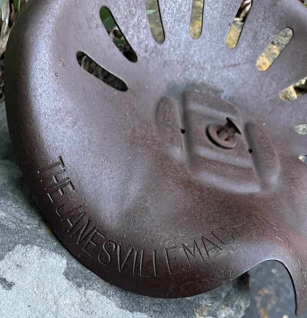 ANTIQUE JANESVILLE MACHINE CO WISCONSIN PRESSED STEEL TRACTOR SEAT
