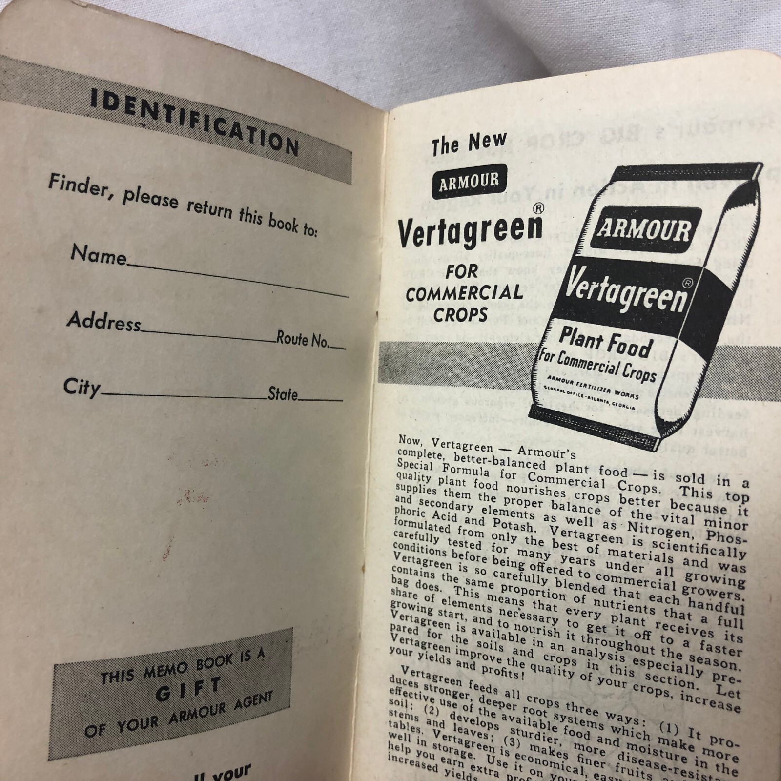 Vintage 1952 Armour&rsquo;s Advertising Pocket Notebook