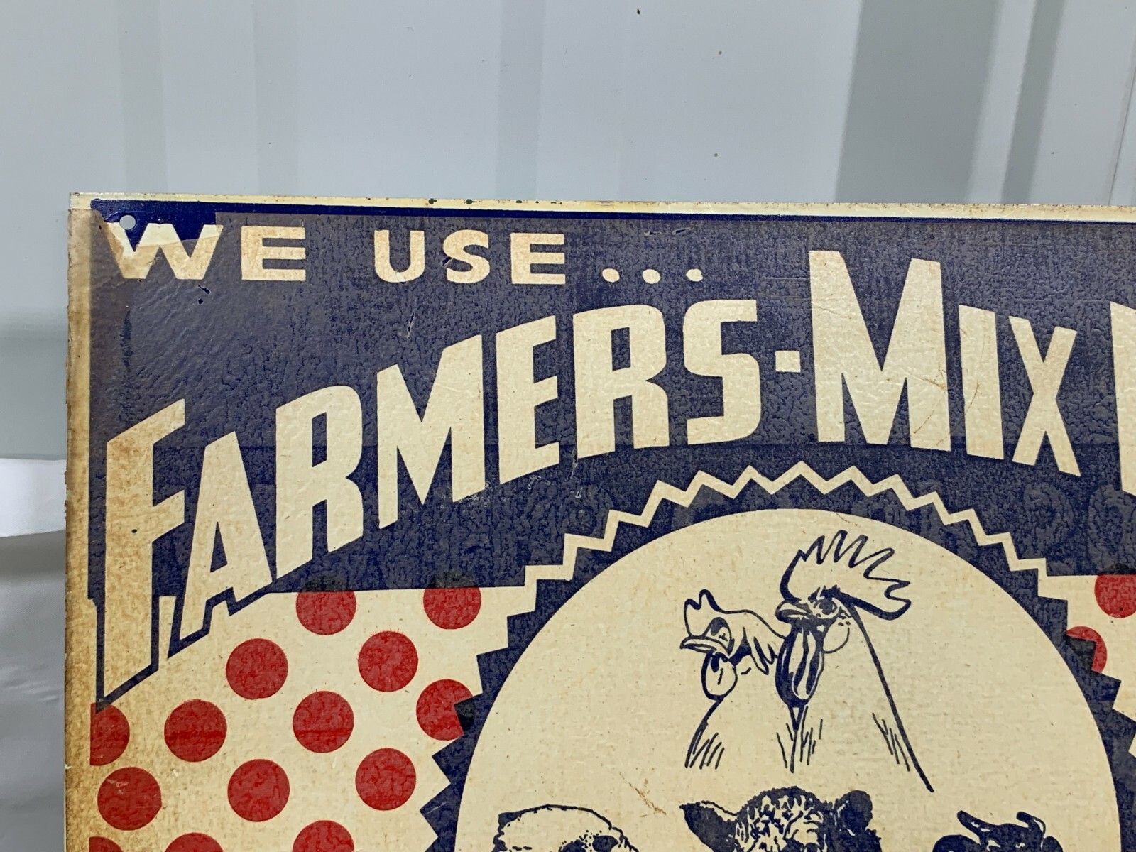 1950s Farmers Mix Feed Pig Cow Chicken 12×12 Tin Sign Co-op Sioux Center, IA