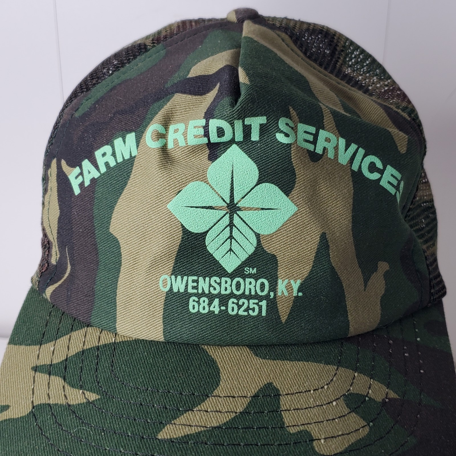 Vintage Farm Credit Services Owensboro KY Camo Trucker Hat Advertising Cap