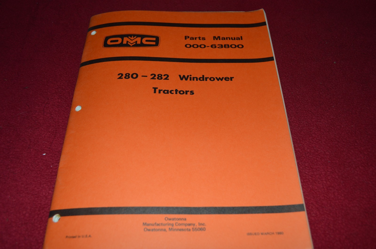 Owatonna 280 282 Windrower Tractor Dealer&rsquo;s Parts Manual RWPA