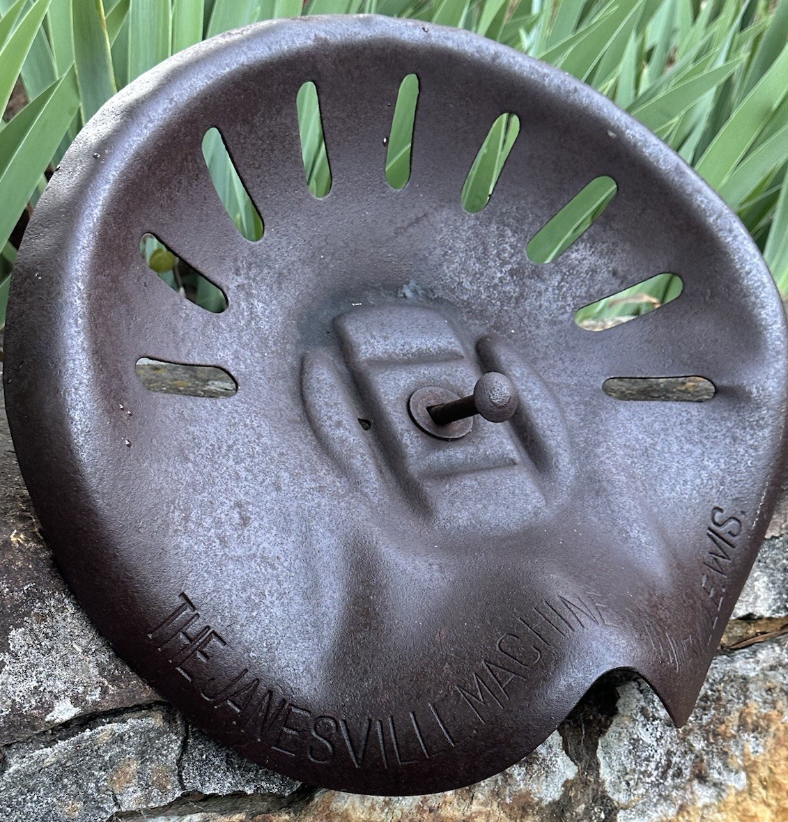 ANTIQUE JANESVILLE MACHINE CO WISCONSIN PRESSED STEEL TRACTOR SEAT