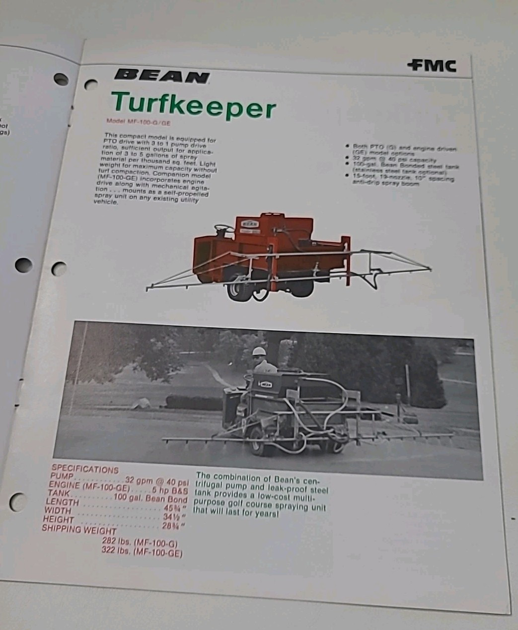 Vintage John Bean Turf Spraying Equipment FMC Brochure Pamphlet Booklet Old Read
