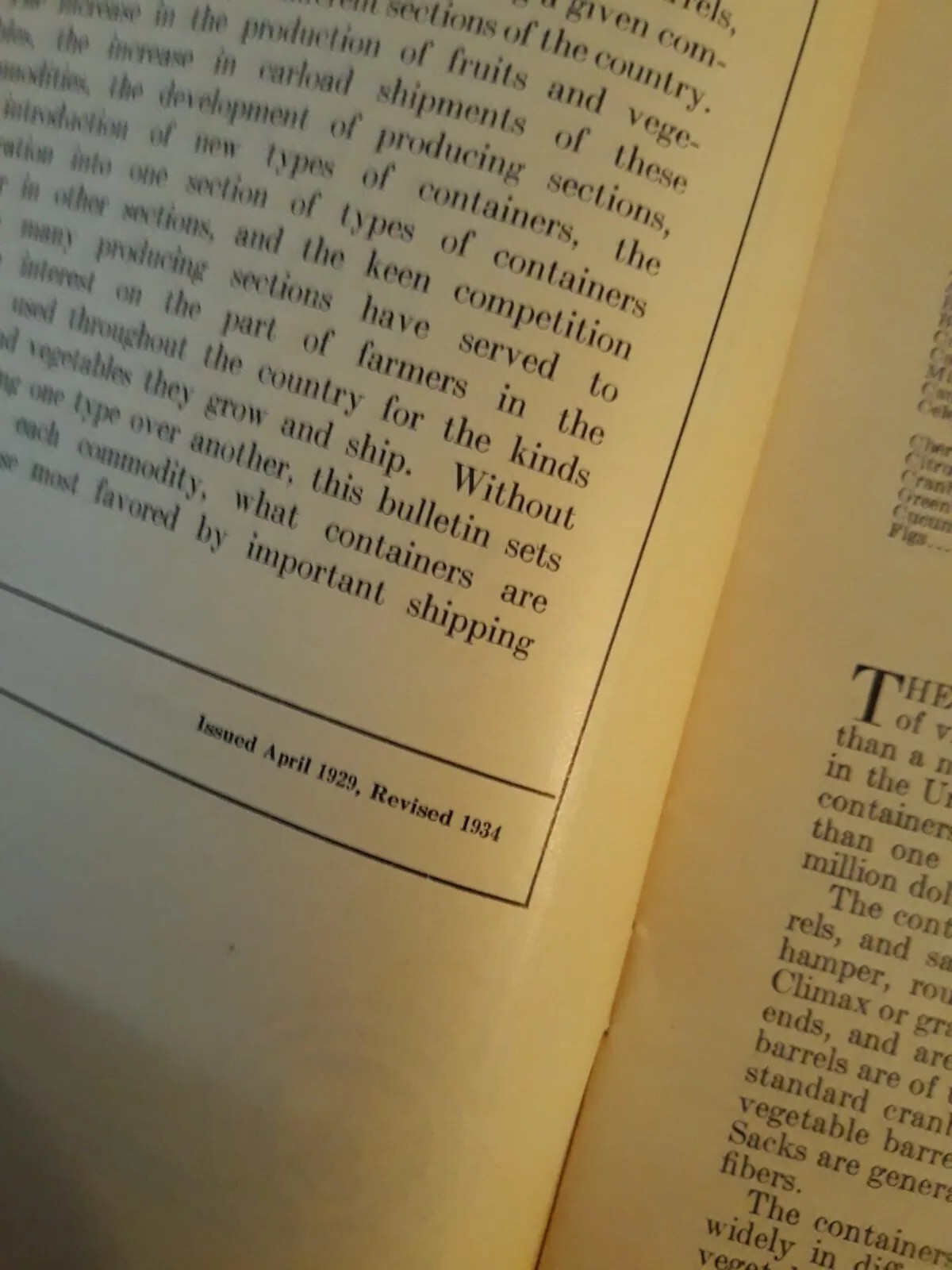 Vtg 1934 Containers used in shipping fruits and vegetables 1579 bulletin j10