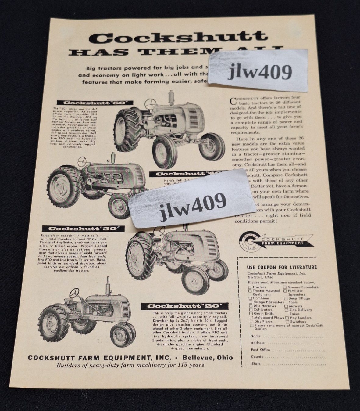 1953 COCKSHUTT TRACTOR Original Print Ad Magazine Ad 8&Prime;X11&Prime;