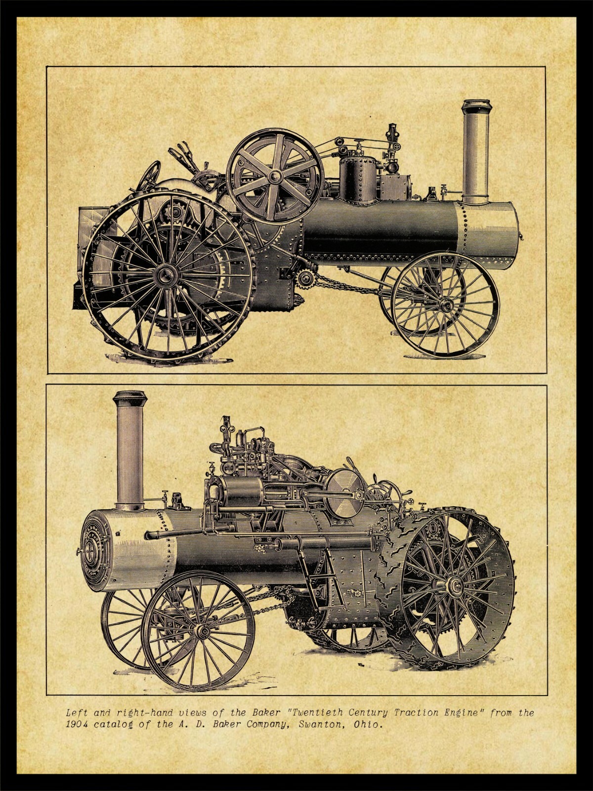 1904 A.D. Baker 20th Century Traction Engine NEW Metal Sign: Swanton, OhiO