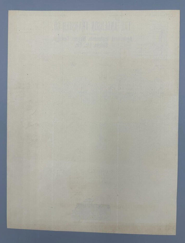 1892 -1896 ANDERSON Transfer Antique FARM Advertise Letter FOND Du LAC Wisconsin