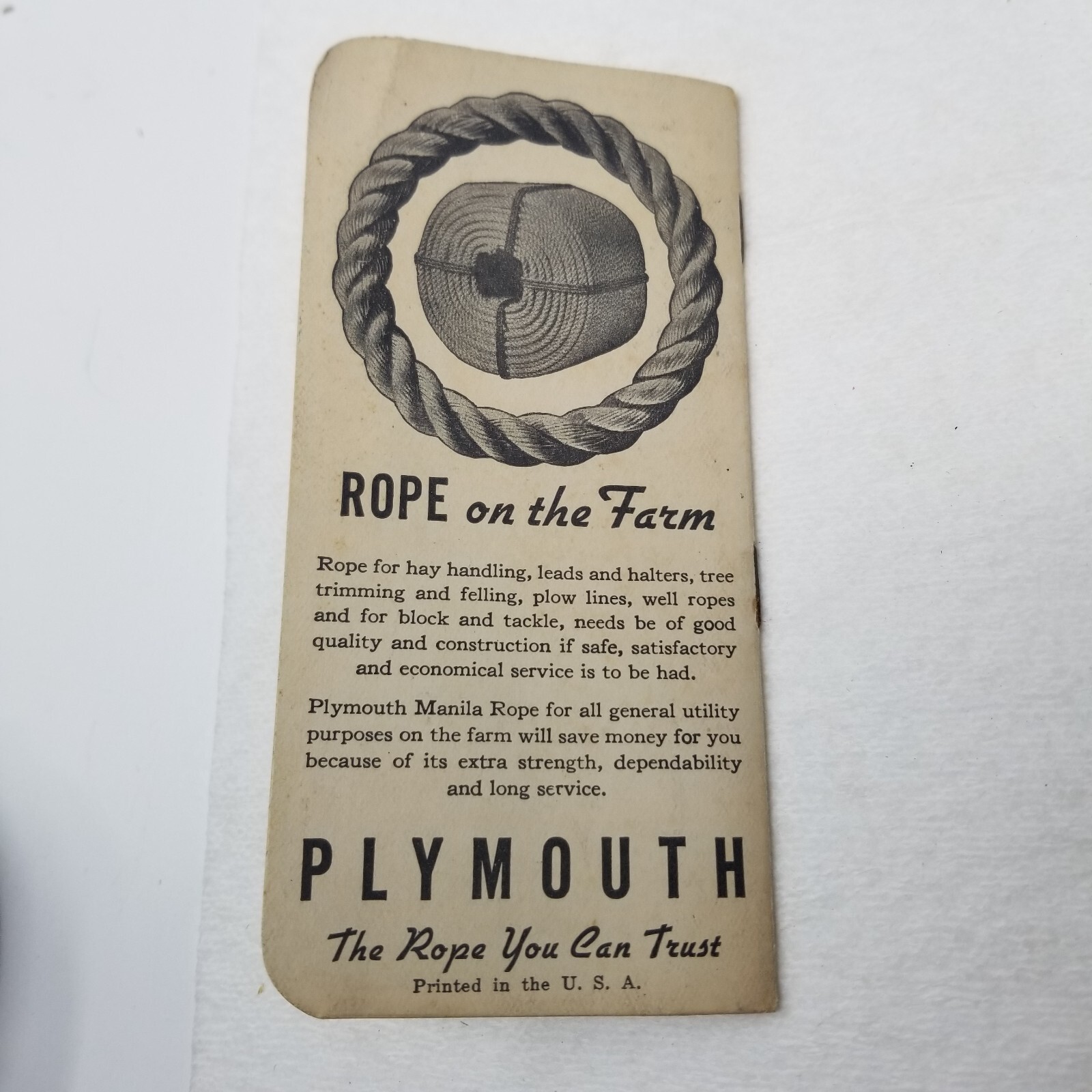 Plymouth Binder Twine Pocket Notebook 1938 Plymouth Cordage Co No. Plymouth Mass