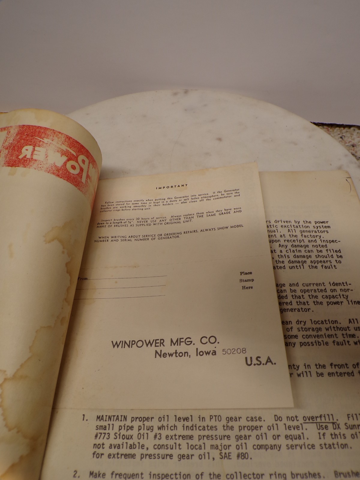 WinPower Owners Manual 10/6 Tractor Driven Alternators Brochure Newton Iowa