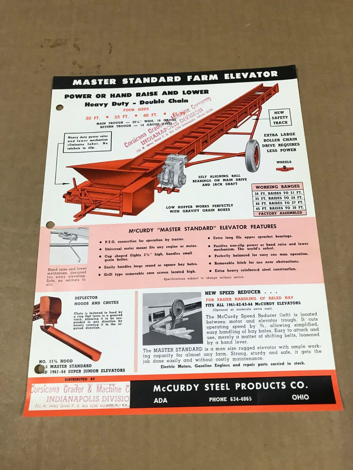 Vintage McCurdy Master/Junior Standard Farm Elevator Flyer