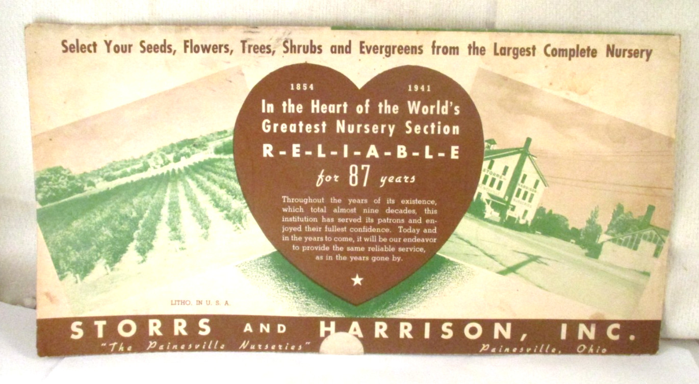 Vintage STORRS and HARRISON PAINESVILLE OH NURSERY MAILER BROCHURE