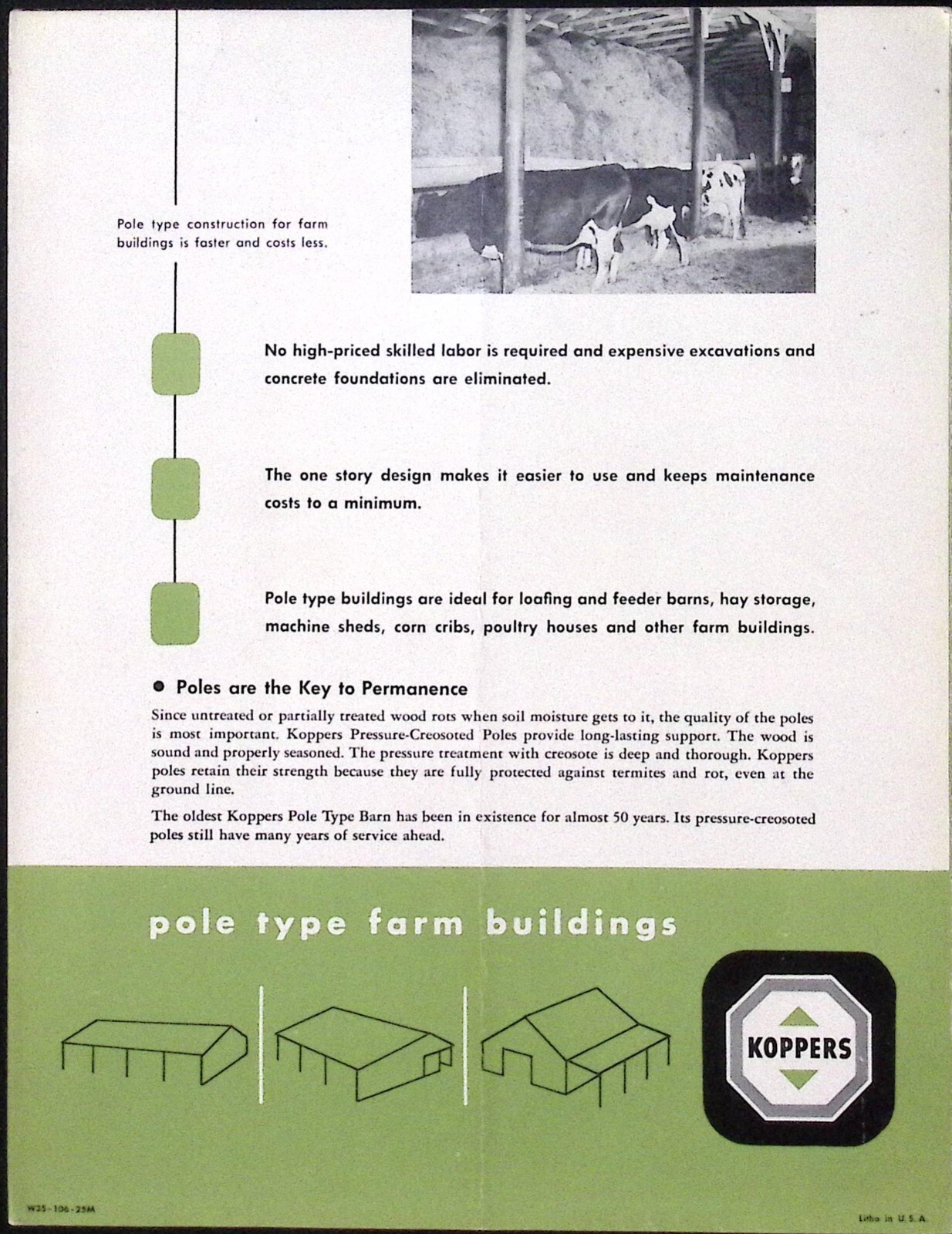 1953 Pole Type Farm Buildings Sales Brochure Koppers Co Pittsburgh PA