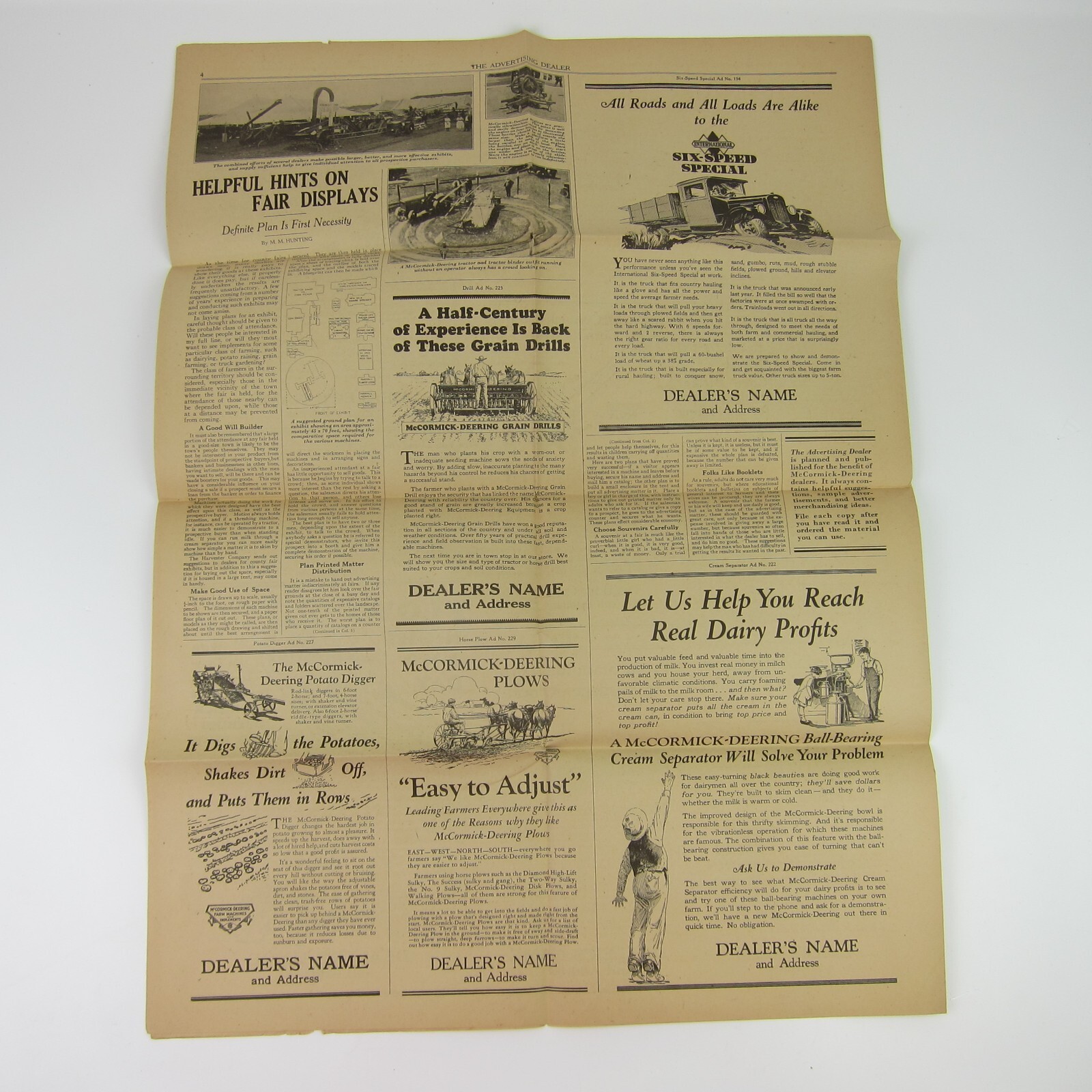 The Advertising Dealer McCormick-Deering Trade News 1929 Chicago IL Antique RARE