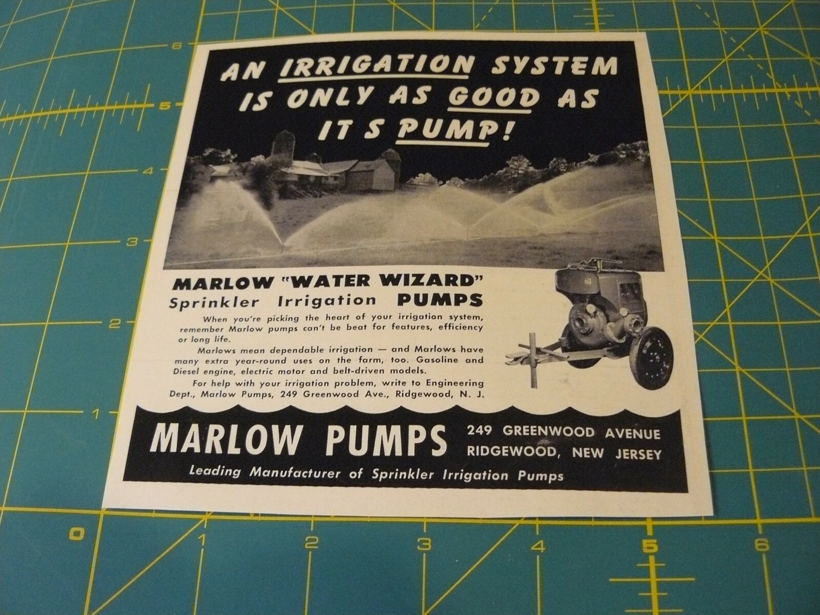 The FARM QUARTERLY -AD-SPRING 1951- MARLOW PUMPS « WATER WIZARD » / Ridgewood, NJ