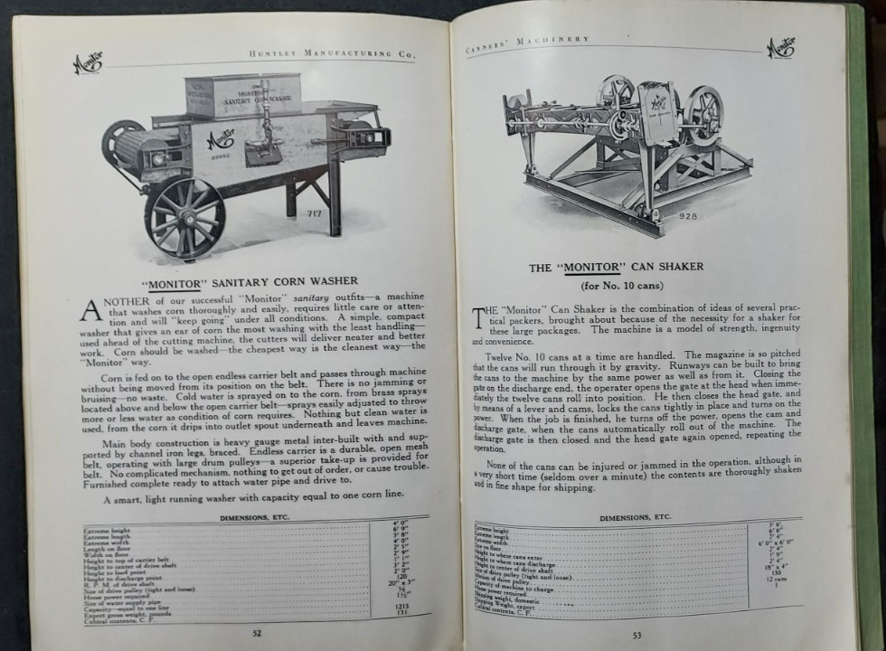 1924 Catalog Monitor Canners Machinery Huntley Manufacturing Co Silver Creek NY