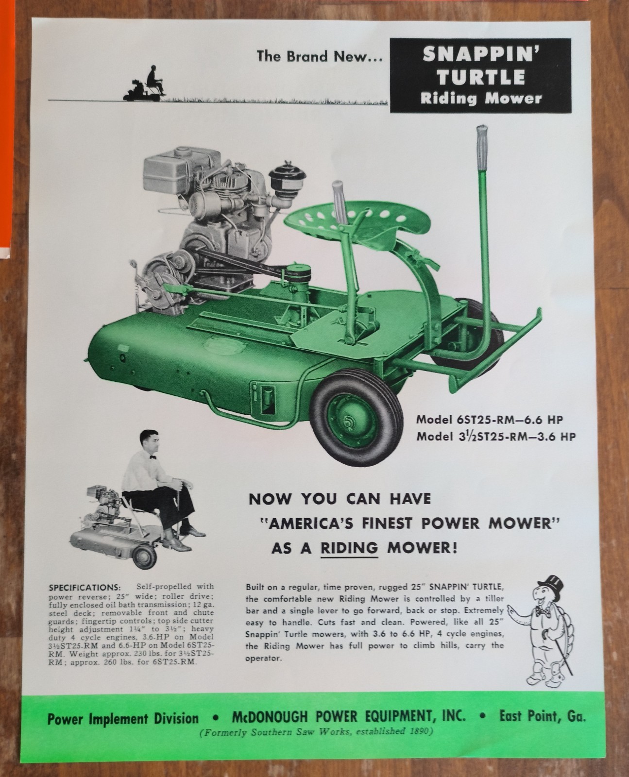 McDonough Power Lawn Mower East Point Ga. SNAPPER LINE 5pc FLYER & BROCHURE SET