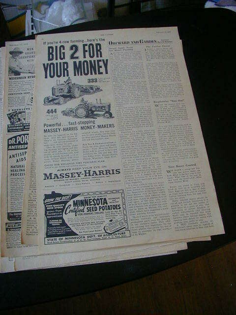 Vintage lot 9 tractor massey harris tractor magazine print ads 1938-1956