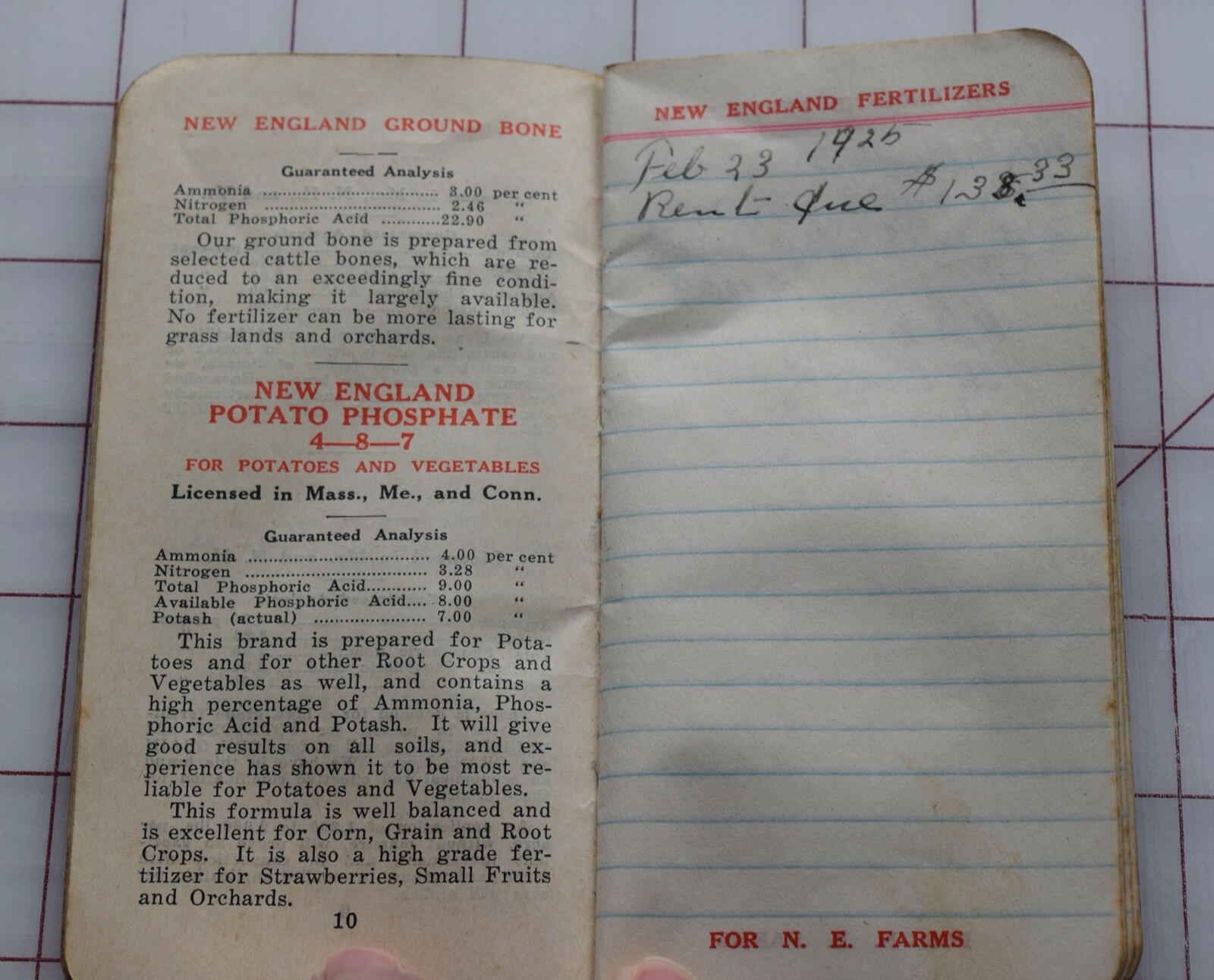 2540 Antique 1925 ad booklet from New England Animal Fertilizers Co.