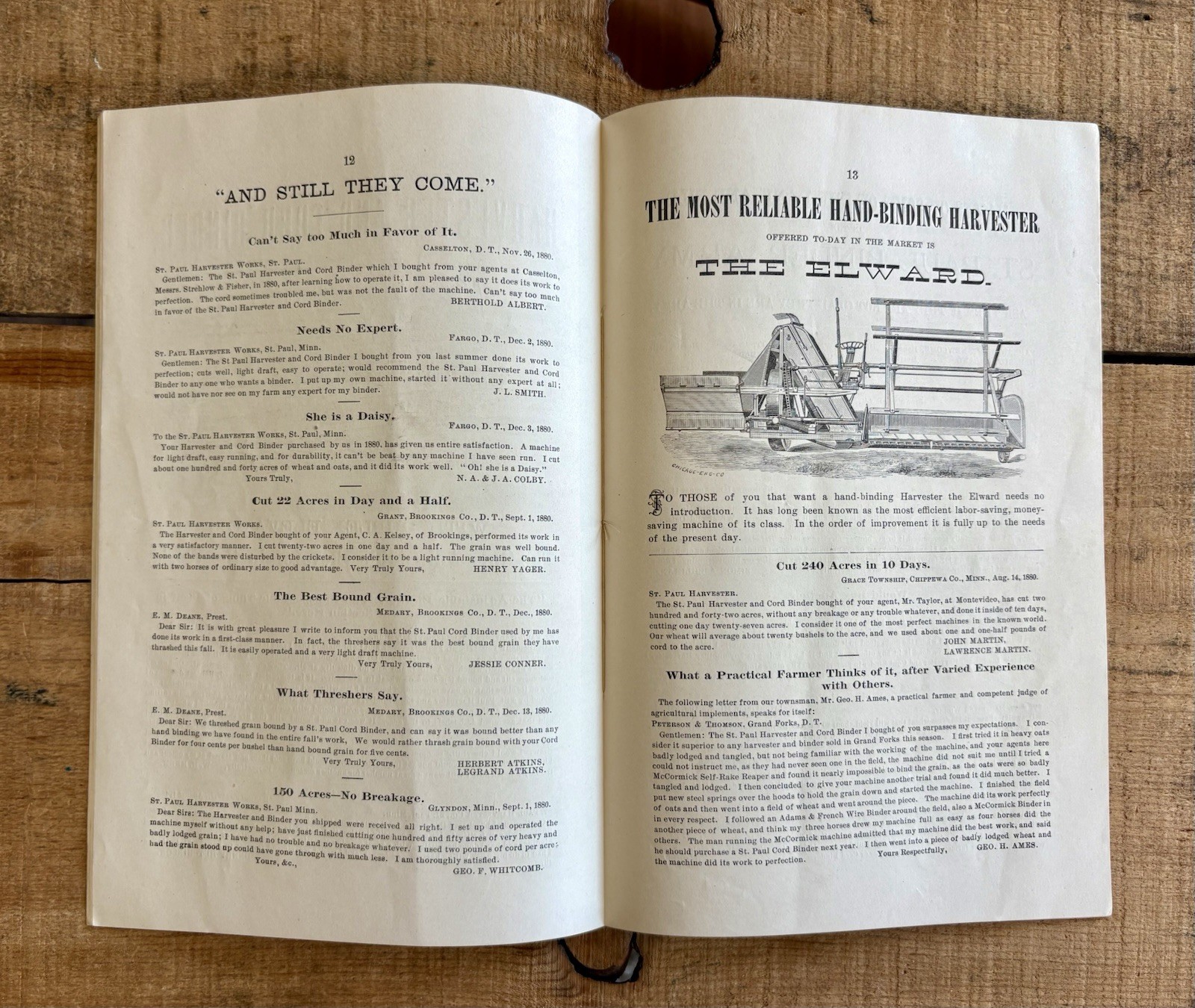 Amazing Seldom Seen Antique 1881 The Saint Paul Harvester Farm Machine Brochure