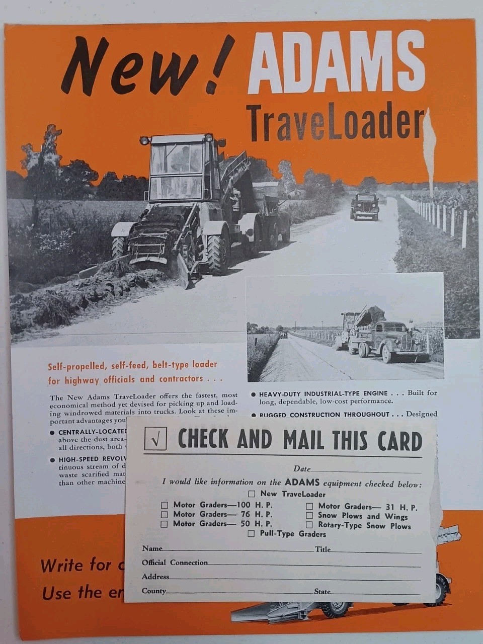 Adams Travelloader Sales Flyer Advertising Mailer