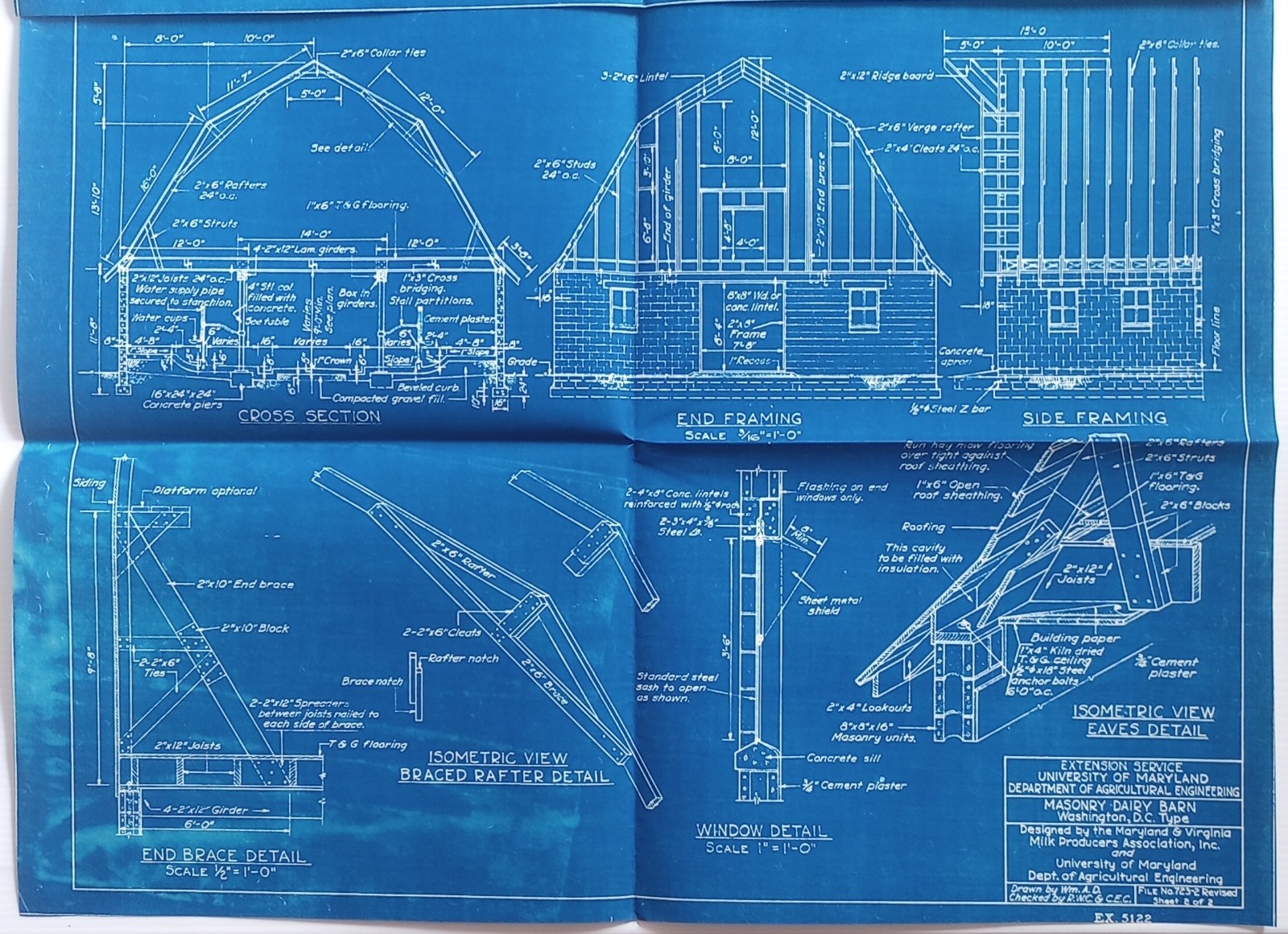 1940&prime;-50&rsquo;s Dairy Barn And Dairy Houses Actual Blue Prints 2 Houses & Both Barn