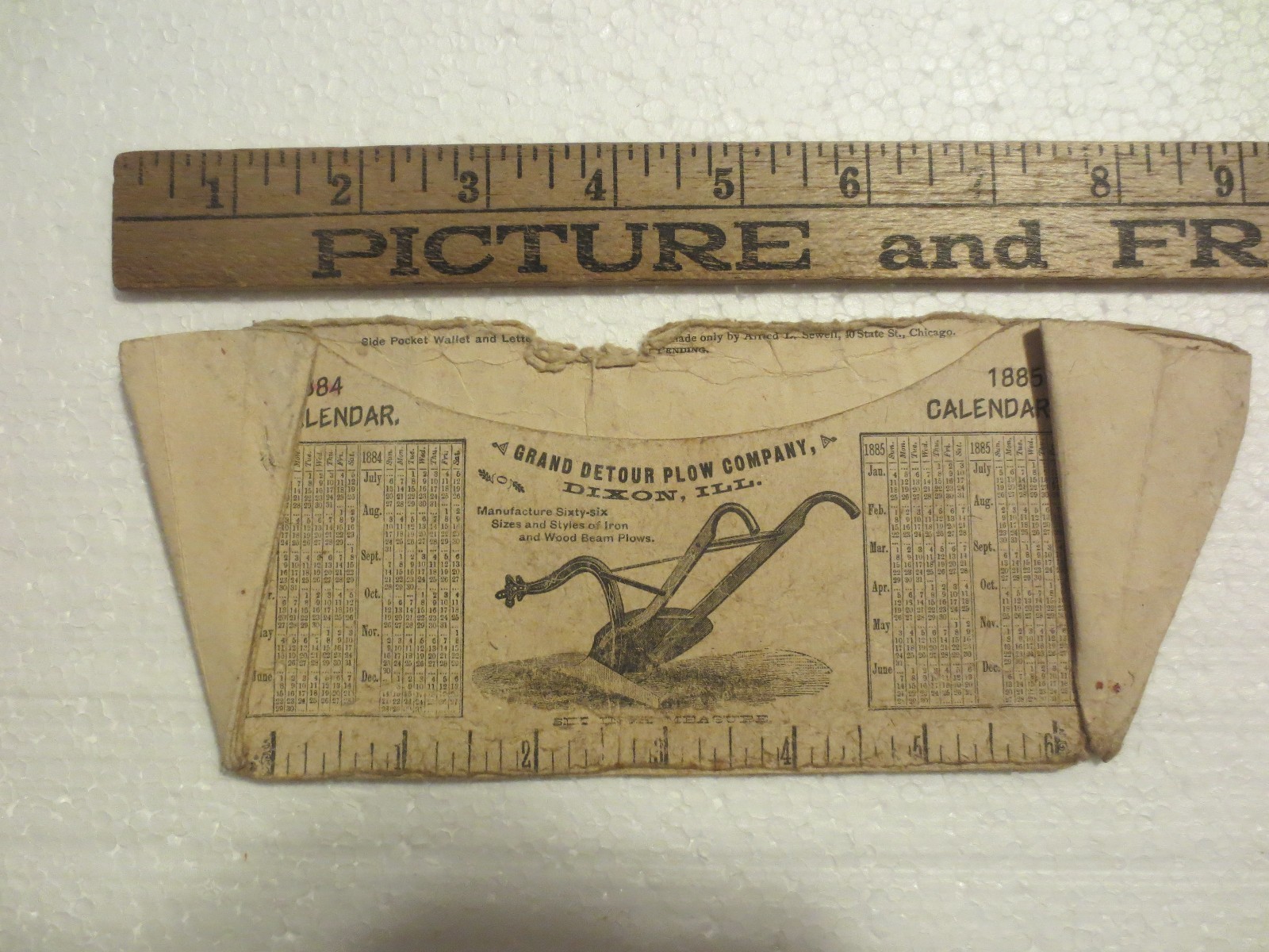 GRAND DETOUR PLOW COMPANY, DIXON ILLINOIS 1884-1885 CALENDAR L.I. CASE J. DEERE