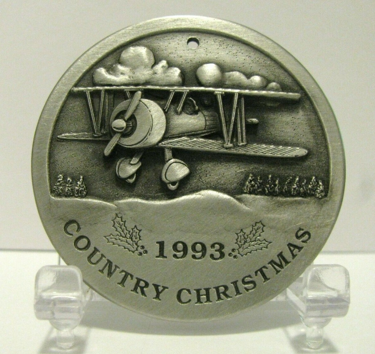 Spec Cast 1993 COUNTRY CHRISTMAS Dash Away All Airplane Pewter Xmas Ornament