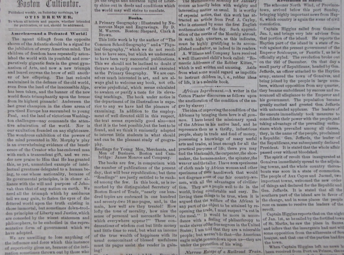 Antique 1859 Boston Massachusetts Farm News Newspaper