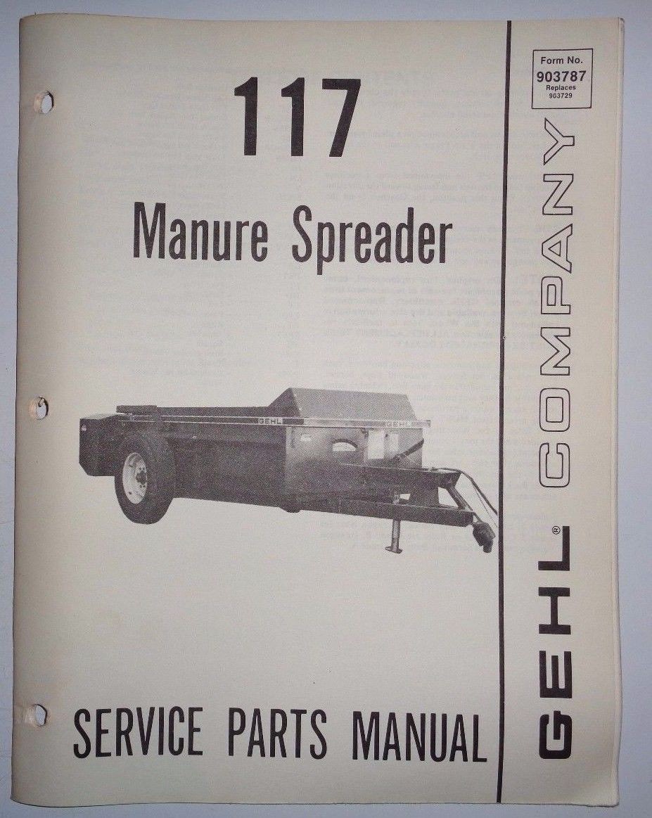 Gehl 117 Manure Spreader Parts Manual Catalog Book 5/86 Original