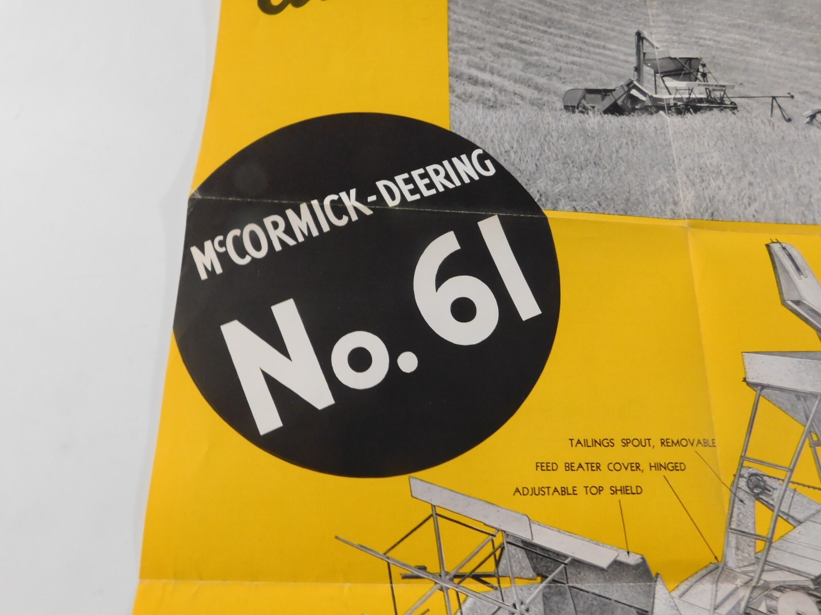 McCORMICK DEERING NO. 61 COMBINE THRESHER SALES BROCHURE FOLDOUT GERING NEBRASKA