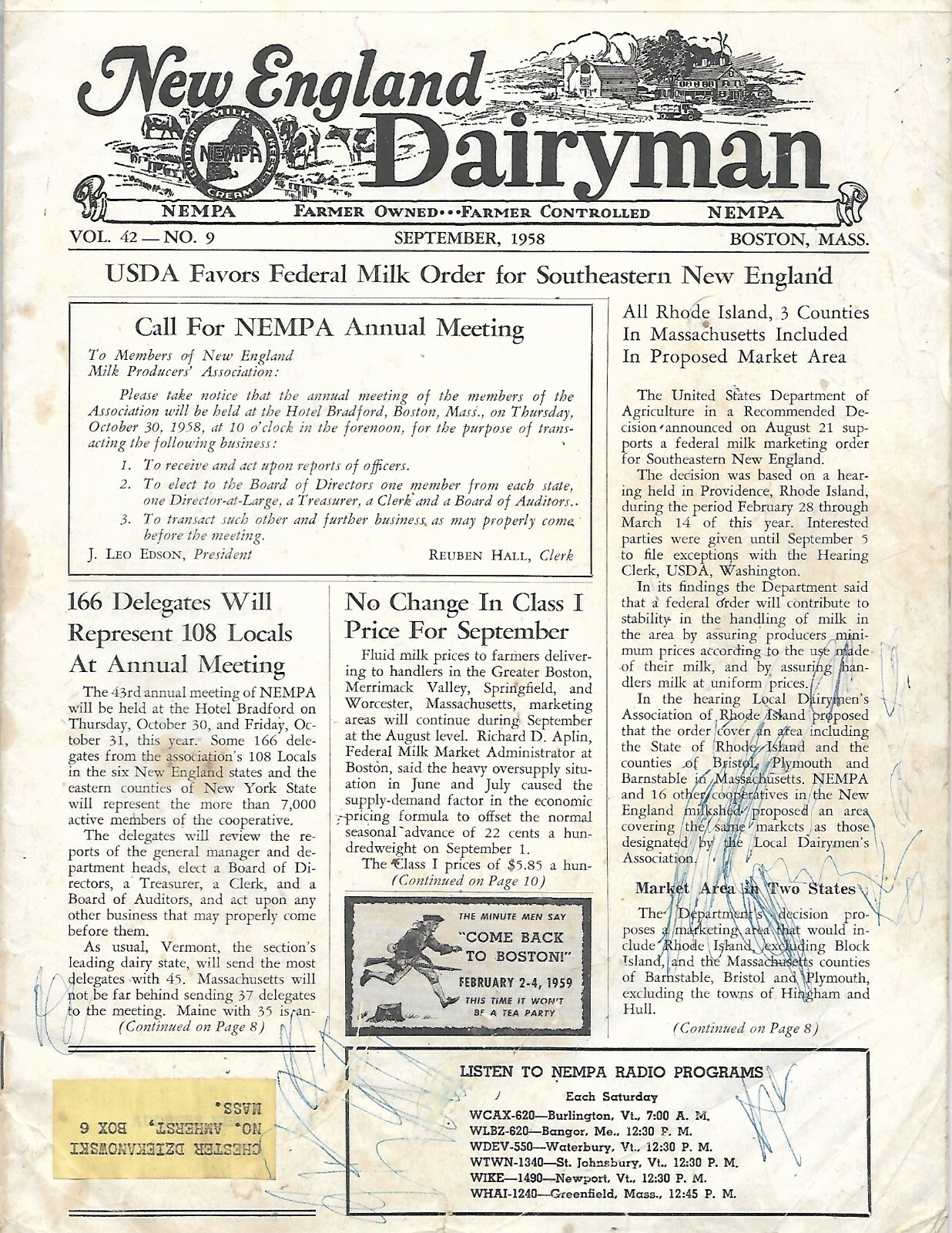 Farm Magazine – New England Dairyman – 3 issues from 1958-62 Newsletter (F7515)