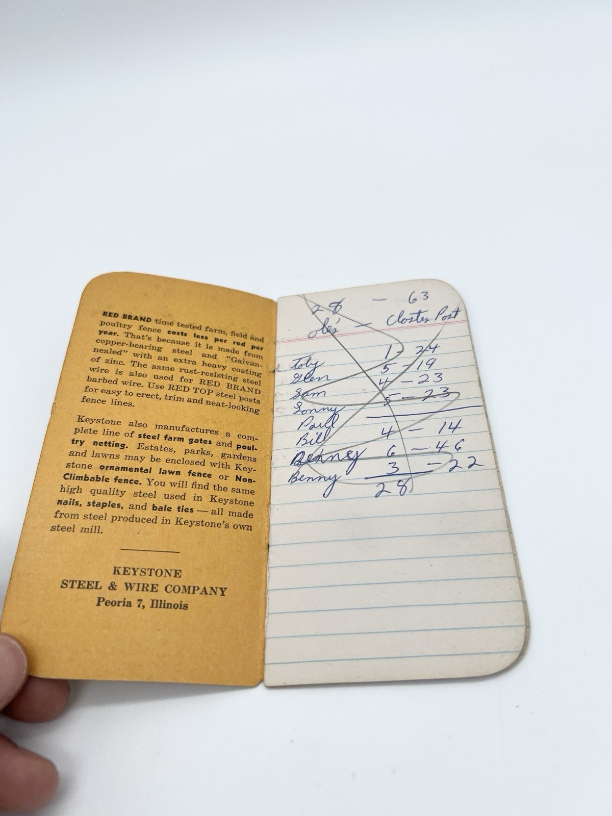 Vintage 40s Red Brand Fence Advertising Pocket Notebook USA Farm Promo Ephemera
