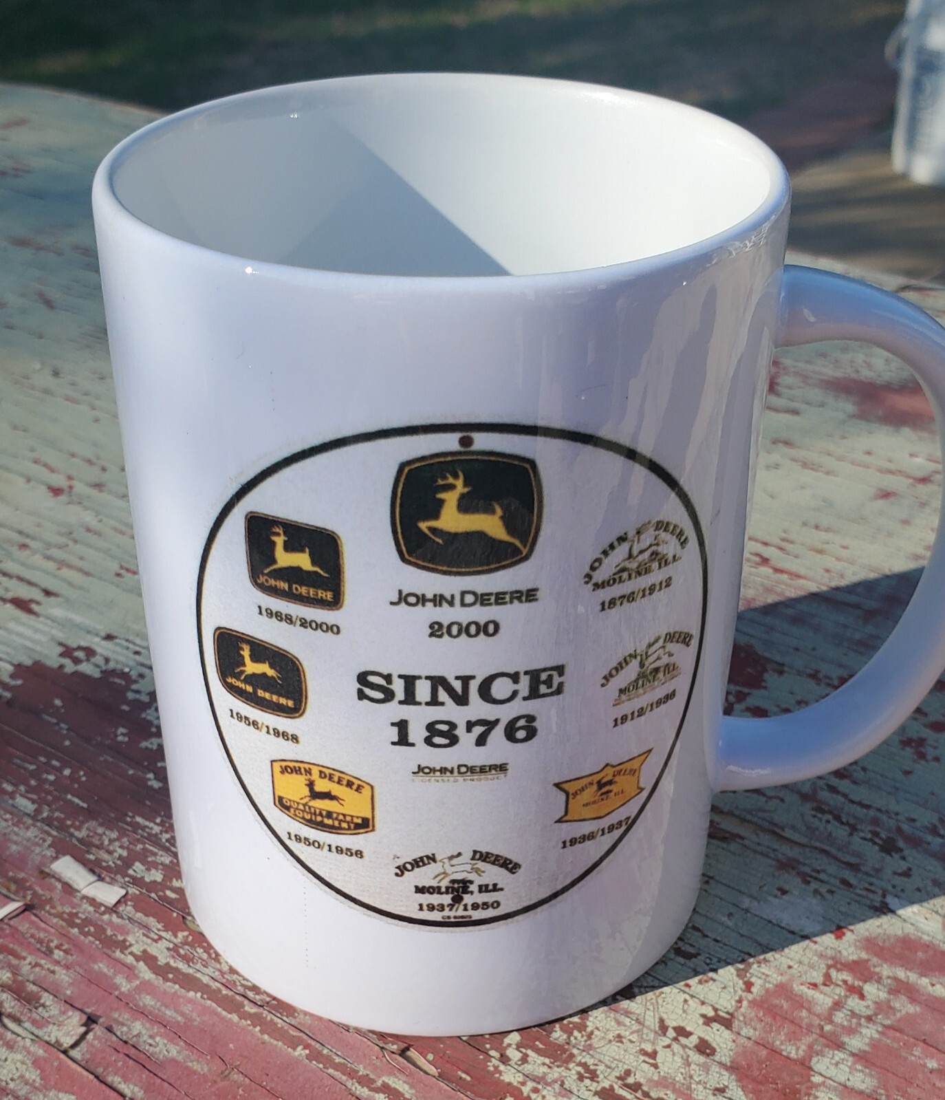 Green Tractor Logos Since 1876 Advertisement 15 Ounce Sublimated Coffee Mug