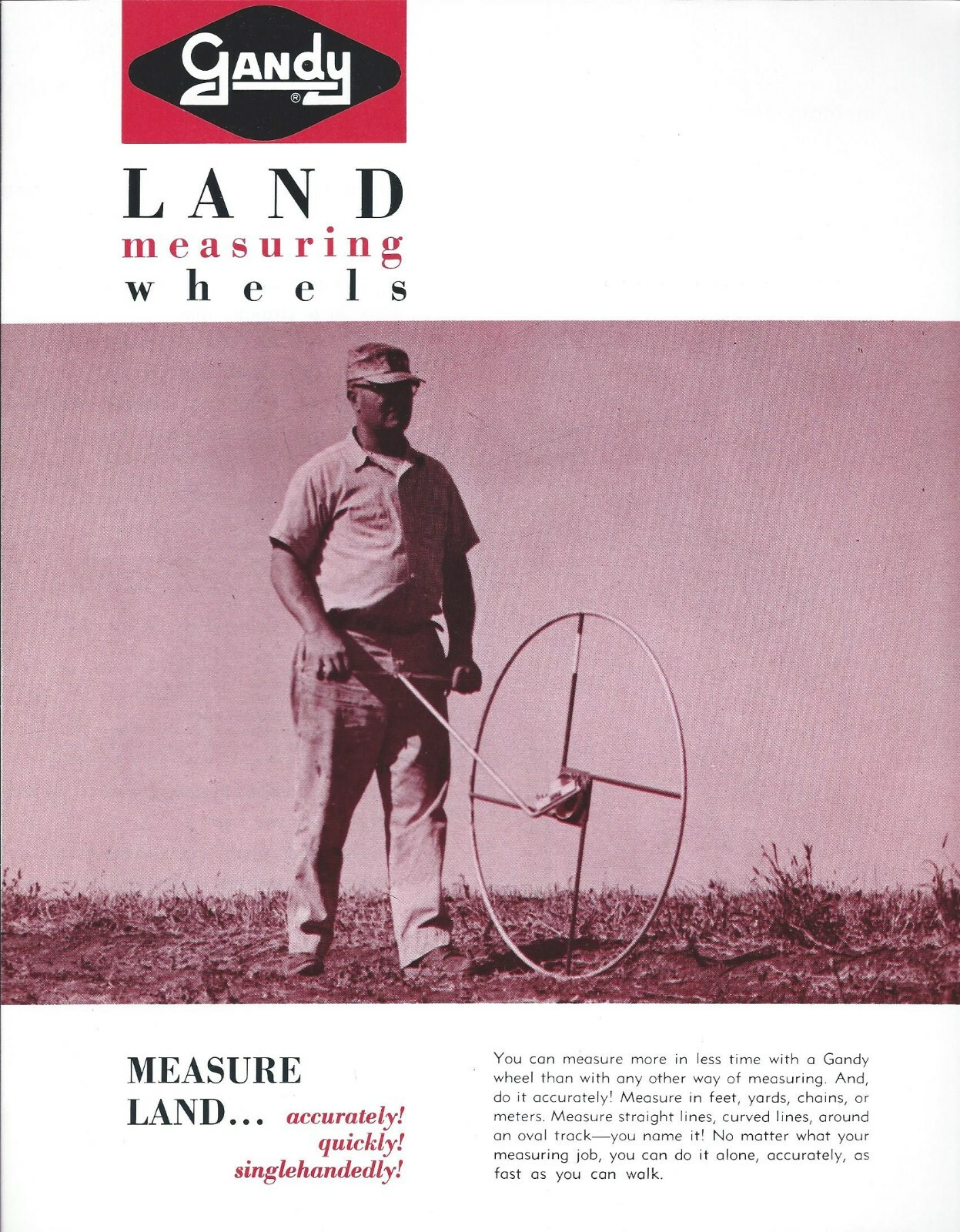 Farm Equipment Brochure – Gandy – Land Measuring Wheel – 1963 (F6545)