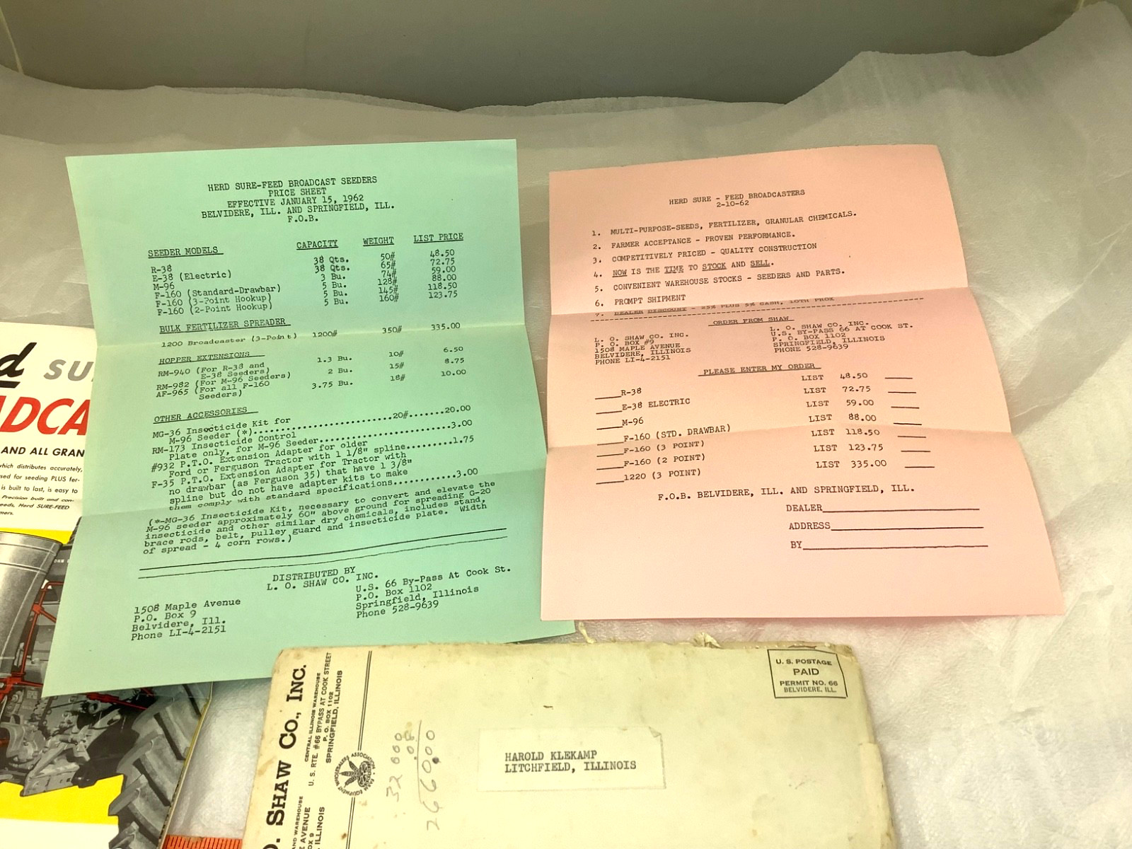 Herd Sure-Feed Broadcasters Fertilizer Seed Brochures Price Sheets Envelope