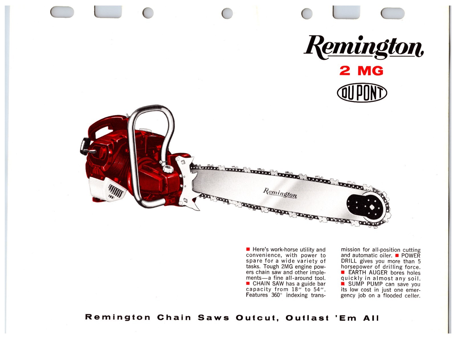 Vintage Original Remington Chainsaws Sales Sheet (Model – 2 MG) Info Sheet