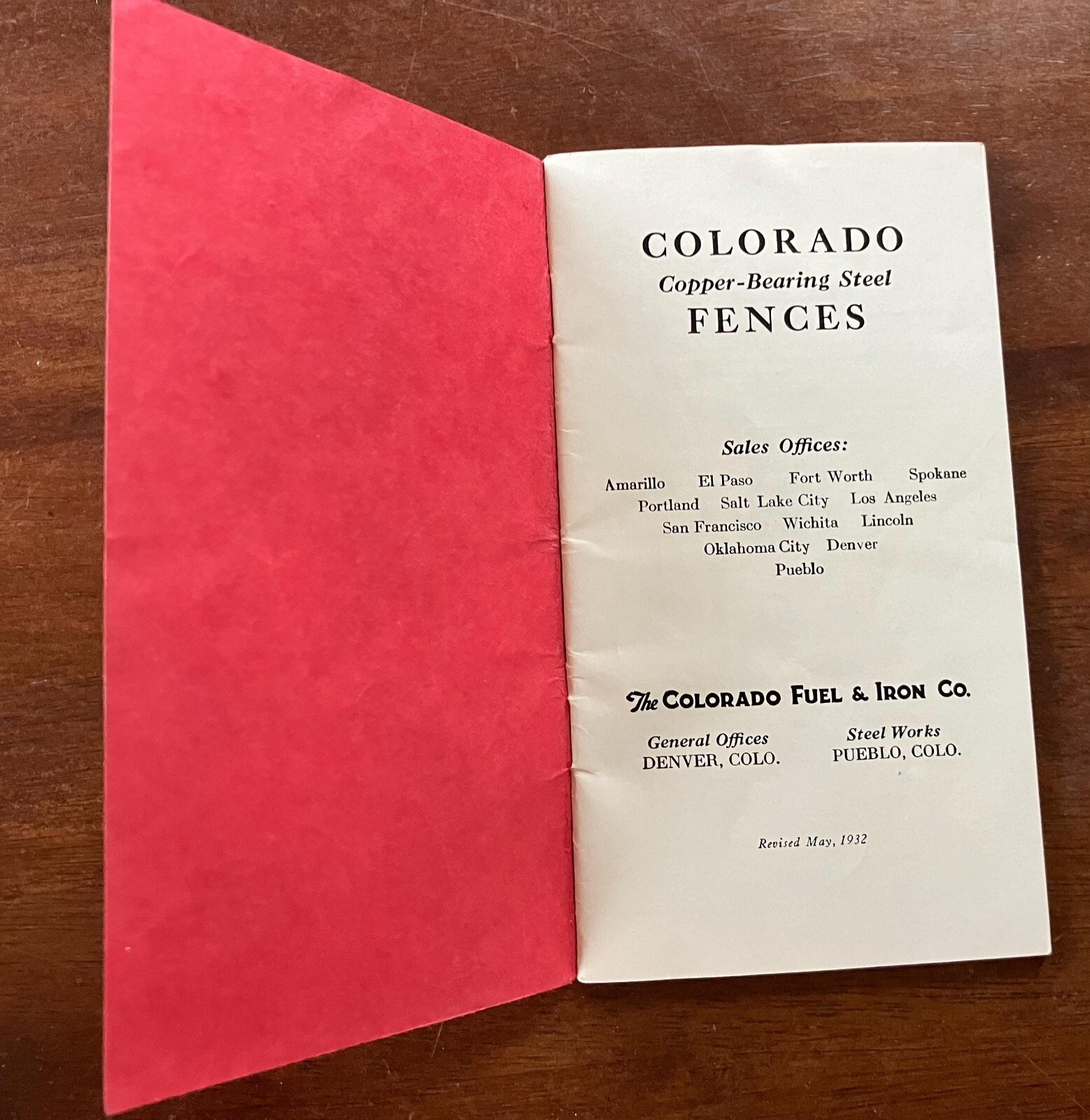 1932 Colorado Fence Catalog Price List sold by Holmes Hardware Pueblo Colorado H