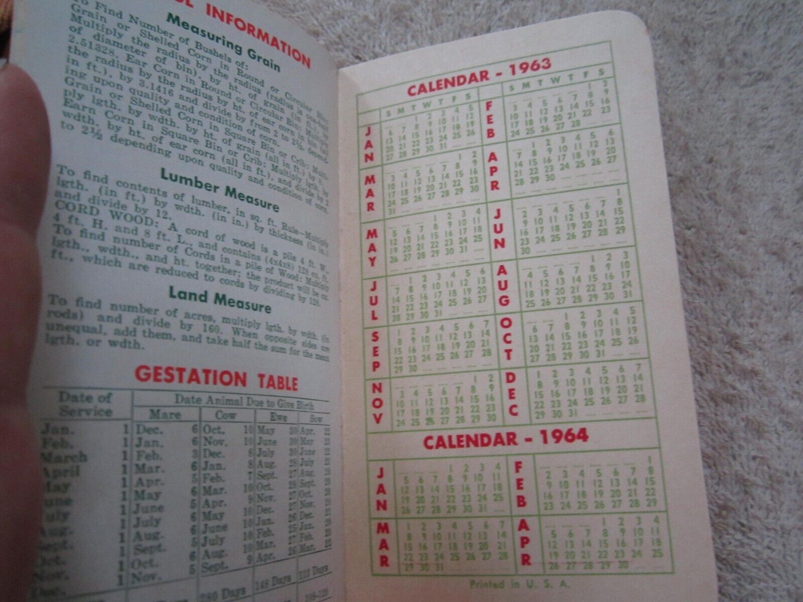 1963 ARMOUR FERTILIZERS, POCKET NOTEBOOK