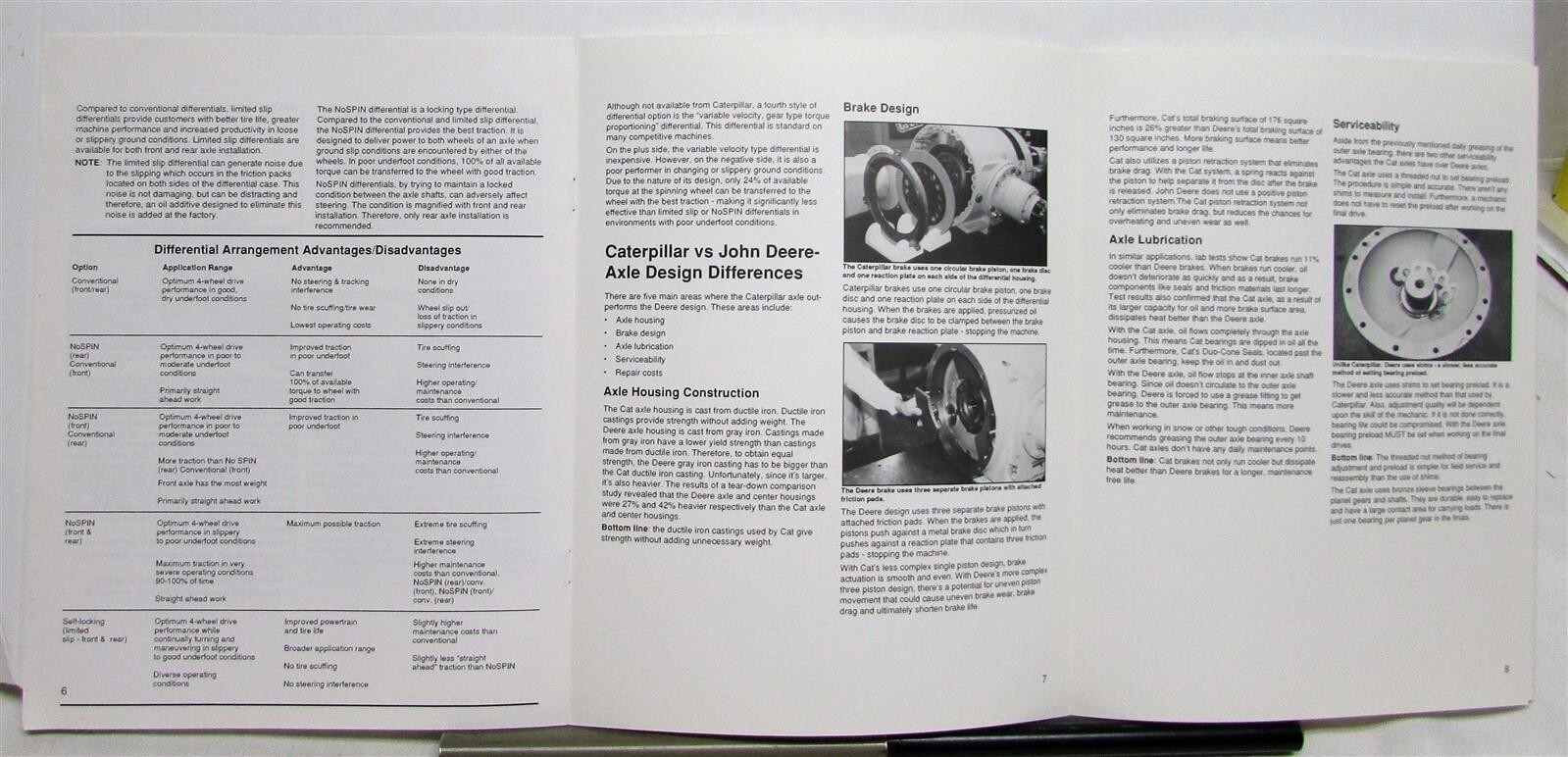 1992 Caterpillar Four Piece Axle Construction Specs Product Training Bulletin