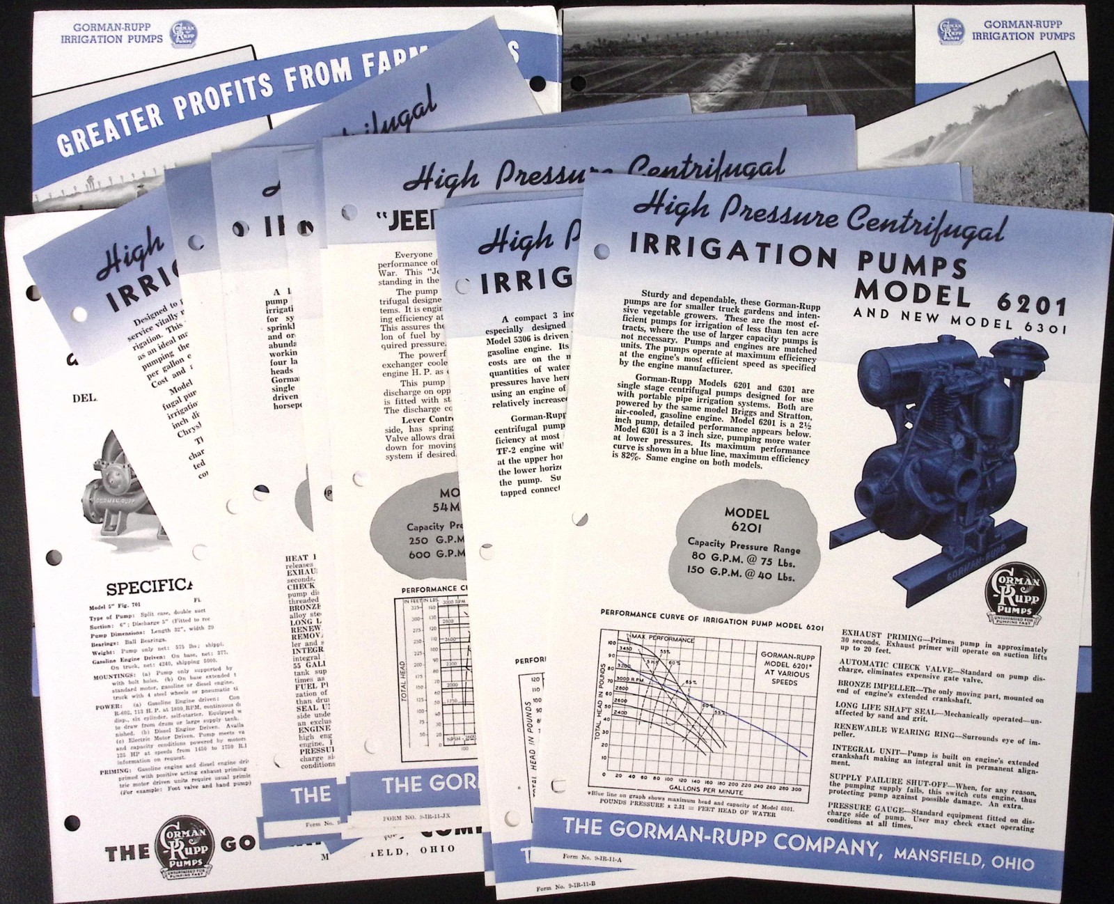 1954 Irrigation Pumps Brochure Gorman-Rupp Company Mansfield OH