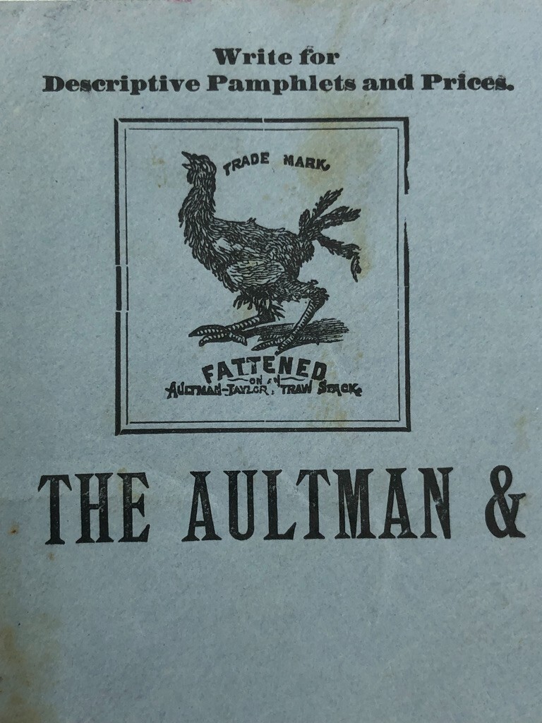 c 1900 AULTMAN TAYLOR Farm THRESHING MACHINE Illustrated Postal Cover Advertise