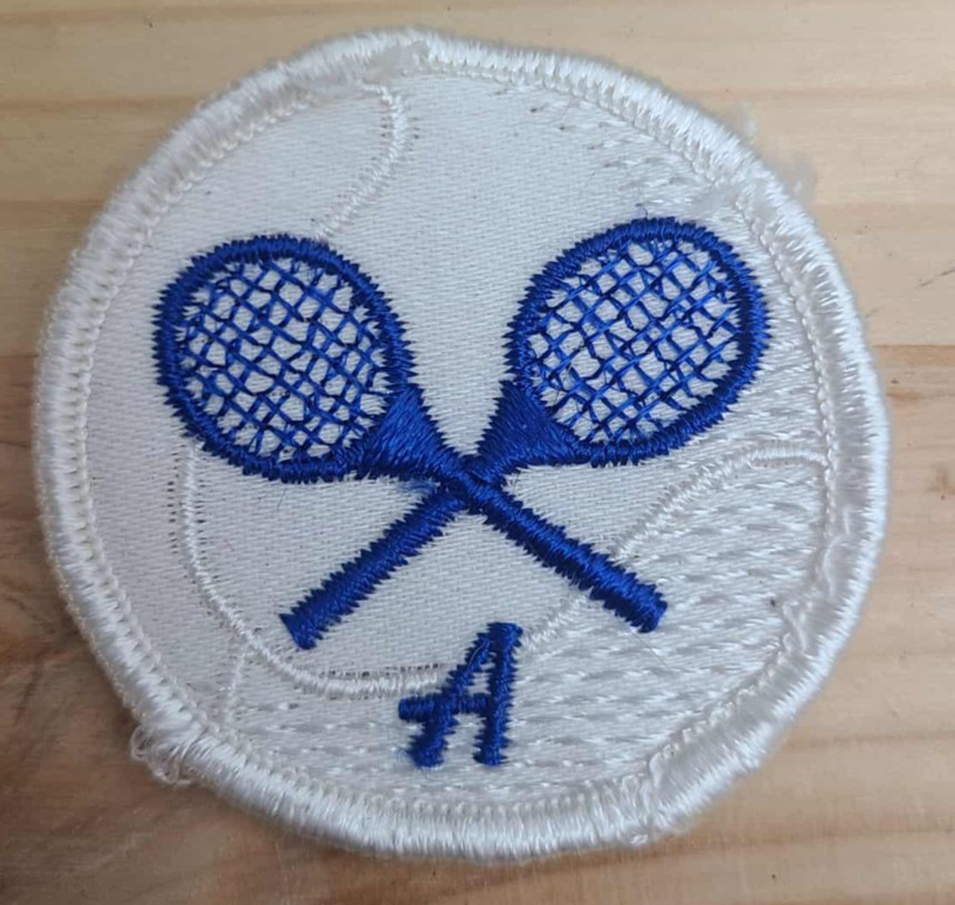 Vintage Tennis Patch Blue Racquets Embroidered Badge Iron-on Sports Emblem