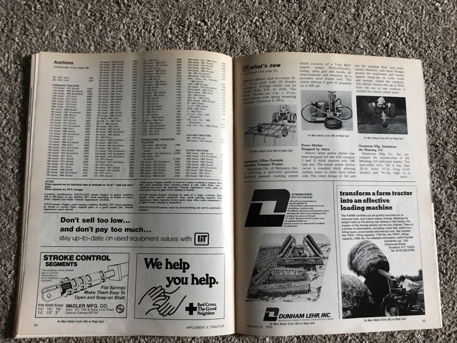Implement & Tractor Magazine February 21, 1976 Farming Agriculture Vintage Ads J