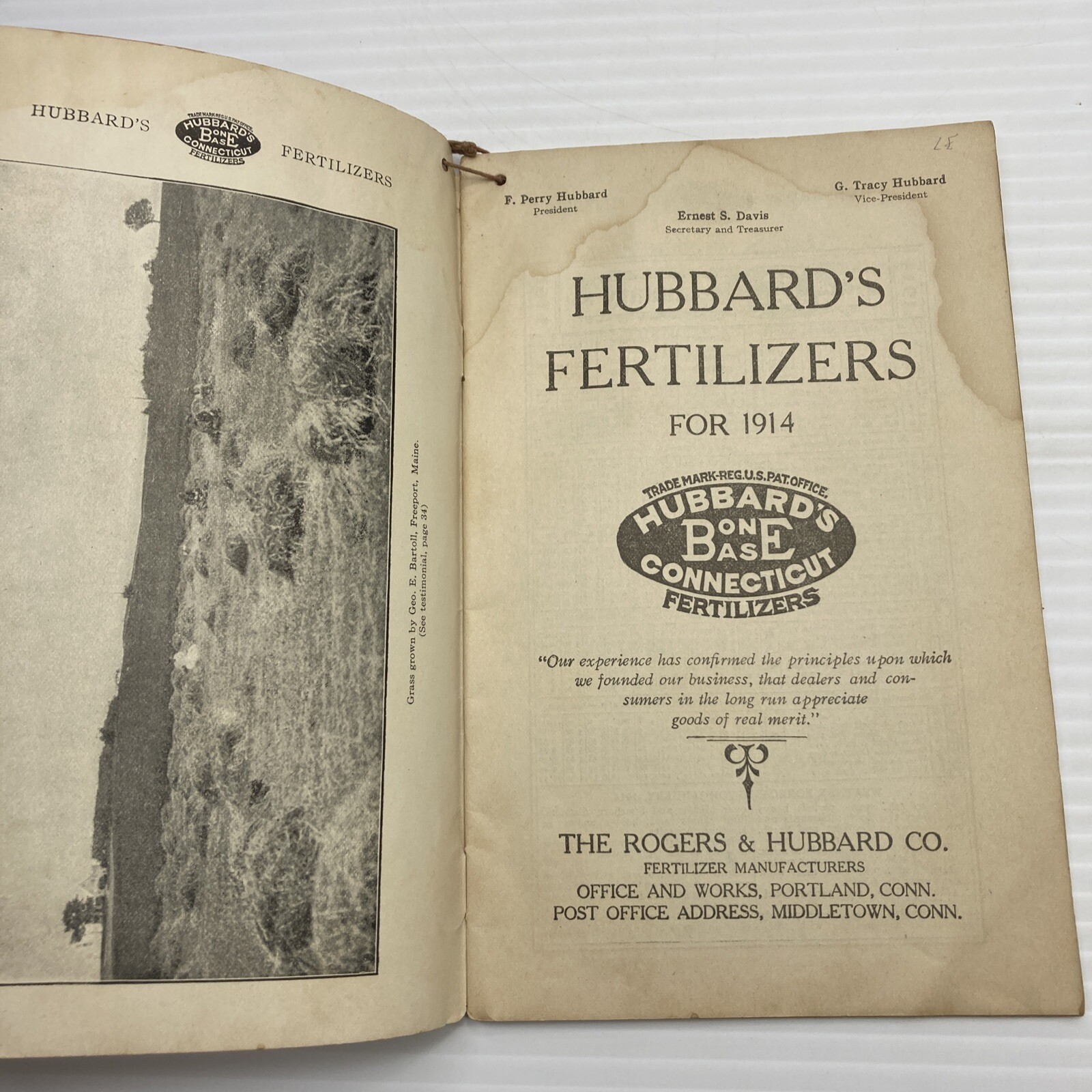 Hubbard&rsquo;s Bone Base Fertilizer Connecticut Almanac 1914 Agriculture Advertising