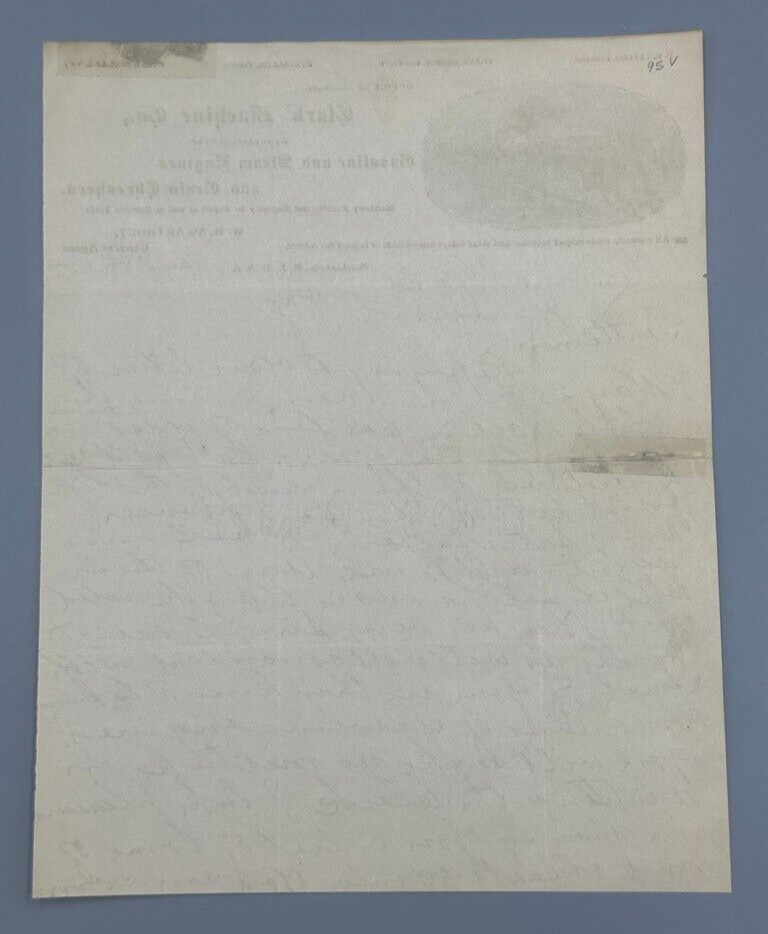1909 CLARK Thresher STEAM ENGINE Railroad Farm Advertising Letterhead Antique