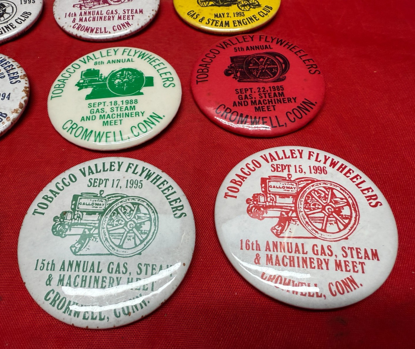 20 Vintage Tobacco Valley Flywheelers Gas, Steam & Machinery Meet Pinback Button