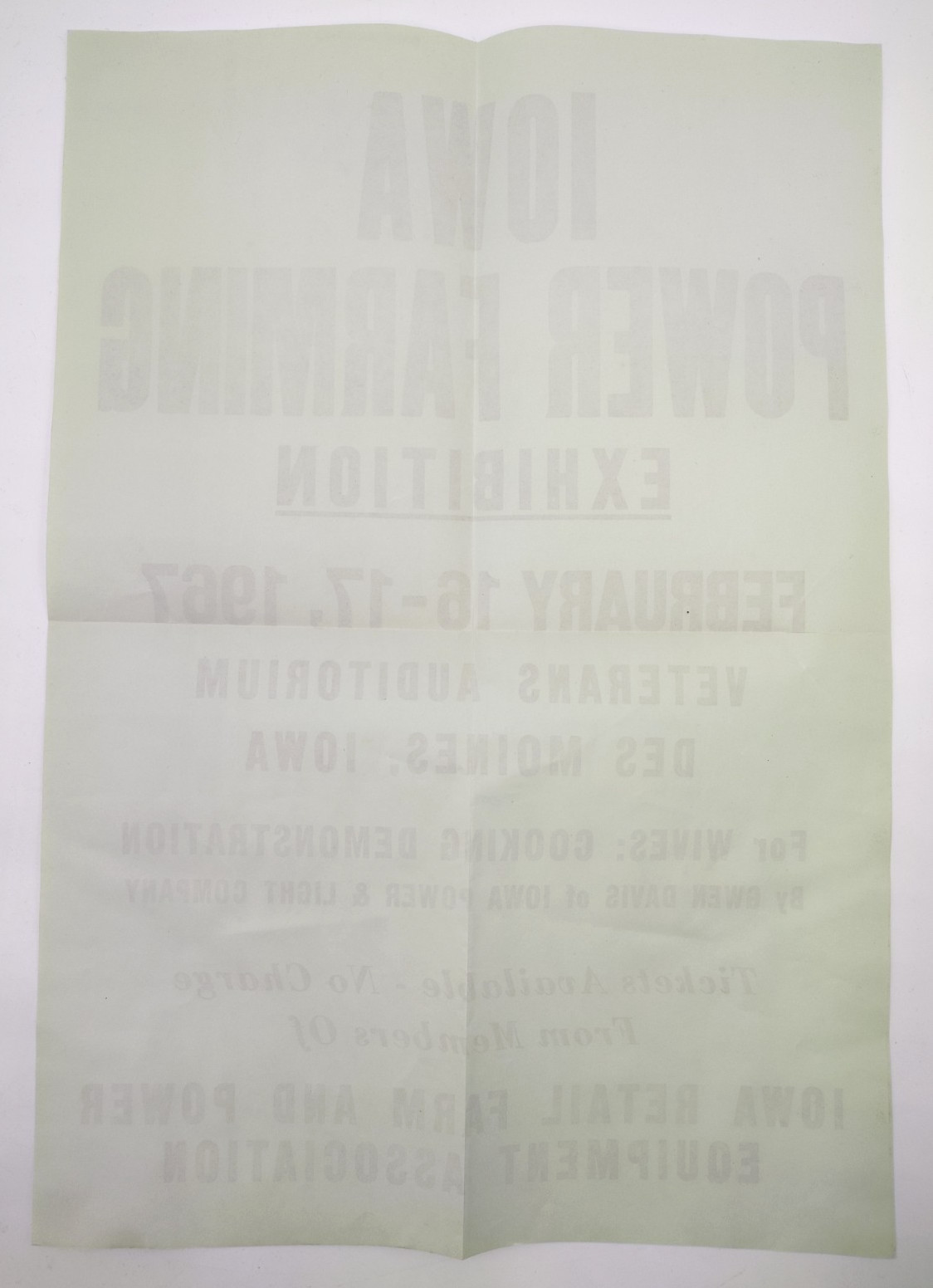 1967 Iowa Power Farming Exhibition Poster (14×20) & Dealership Letter Des Moines